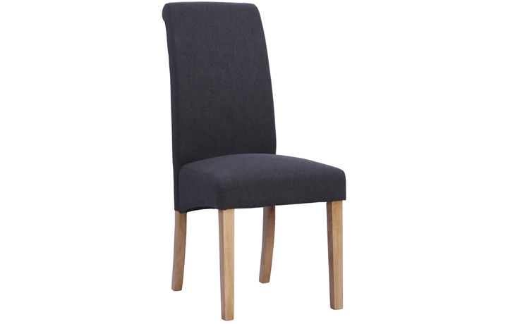 Upholstered Dining Chairs - Bucklesham Roll Back Fabric Chair Dark Grey