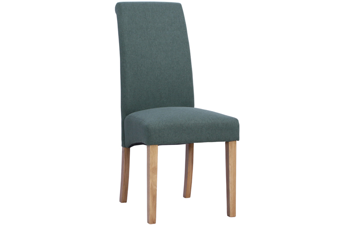 Upholstered Dining Chairs - Bucklesham Roll Back Fabric Chair Green