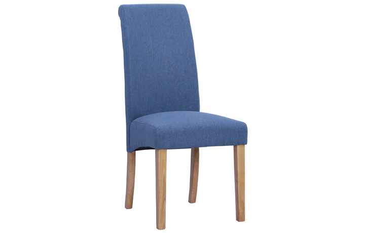 Upholstered Dining Chairs - Bucklesham Roll Back Fabric Chair Blue