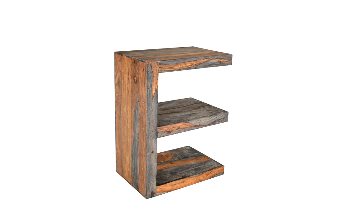 Panaji Solid Sheesham E-Shaped Shelving Unit