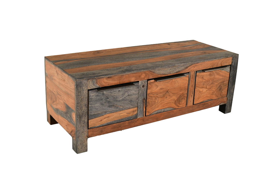 Panaji Solid Sheesham 3 Drawer Coffee Table