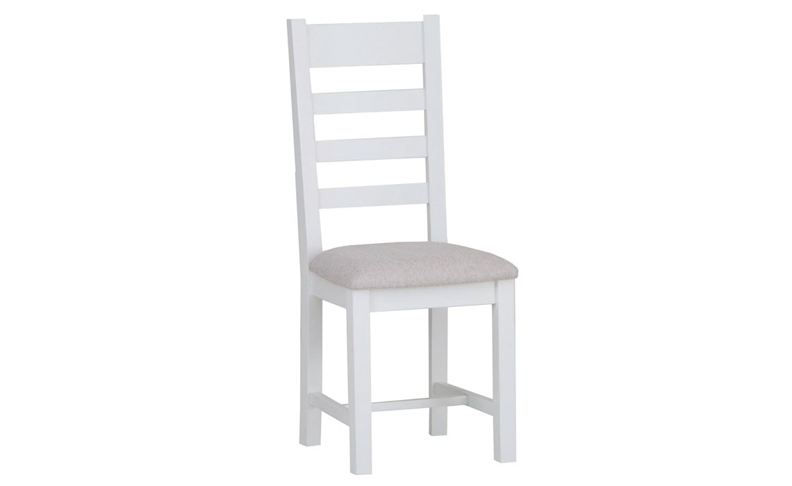 Ashley Painted White Ladder Back Chair Fabric Seat 