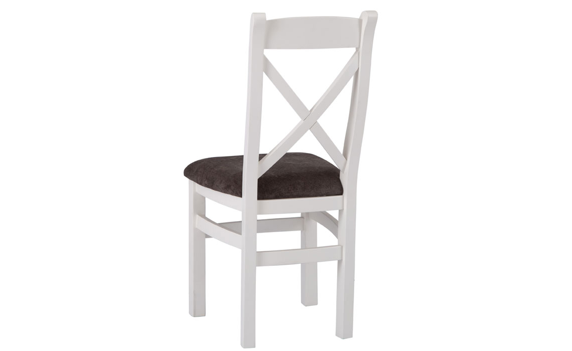 Ashley Painted White Cross Back Chair Fabric Seat