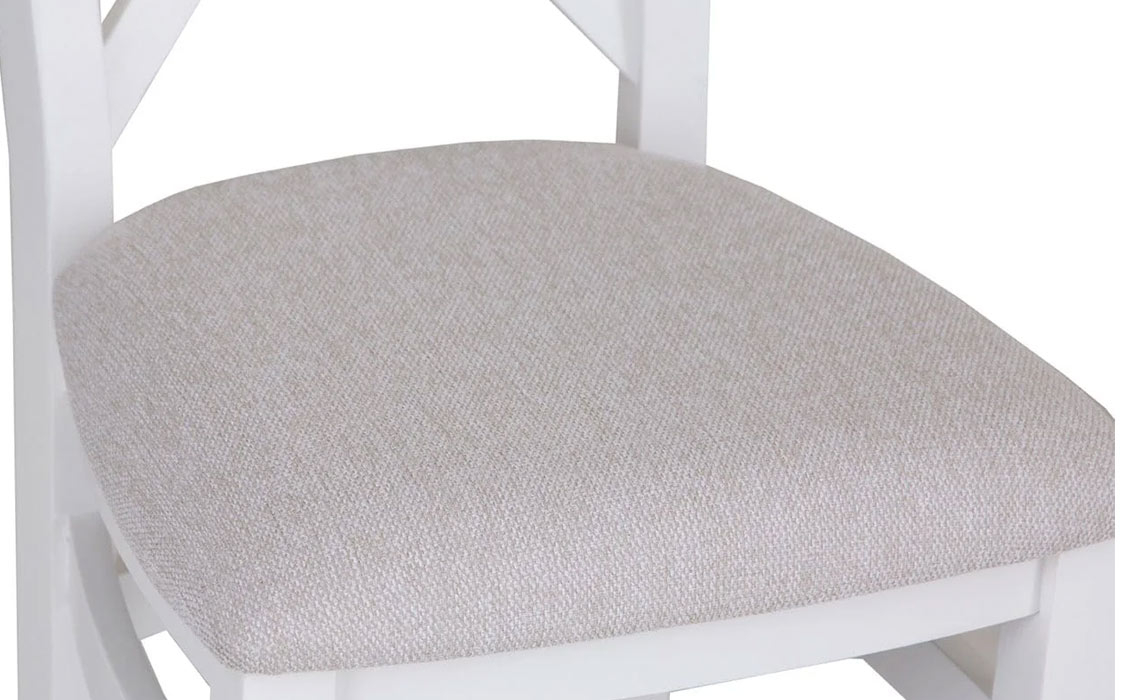 Ashley Painted White Cross Back Chair Fabric Seat