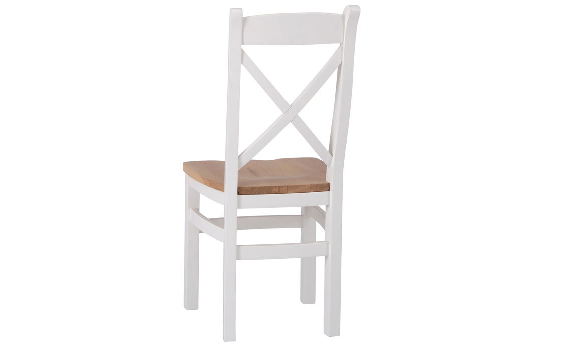 Ashley Painted White Cross Back Chair Wooden Seat