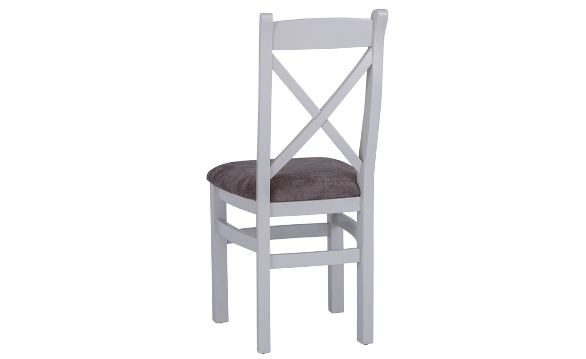 Ashley Painted Grey Cross Back Chair Fabric Seat