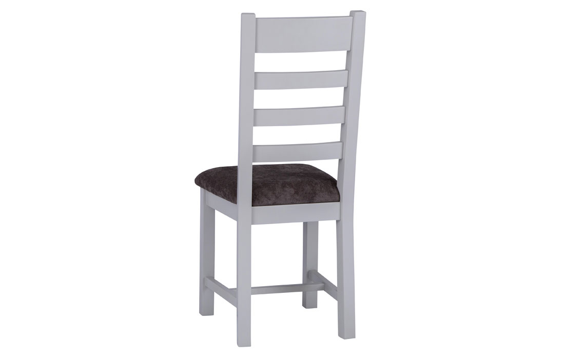 Ashley Painted Grey Ladder Back Chair Fabric Seat