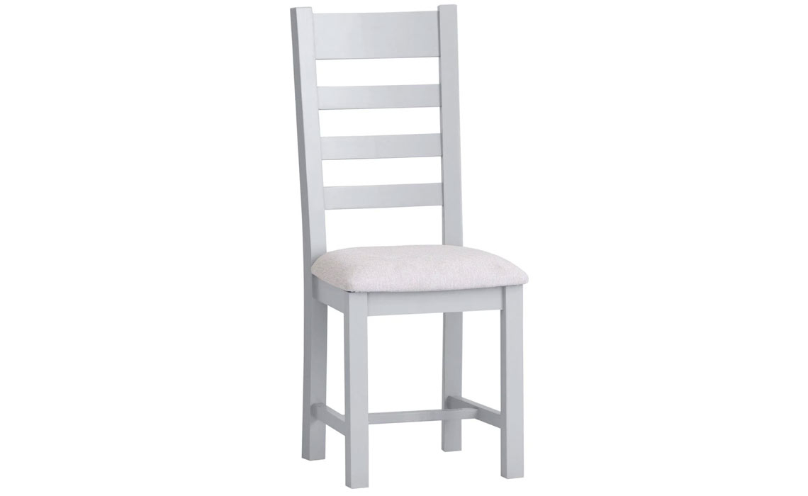 Ashley Painted Grey Ladder Back Chair Fabric Seat