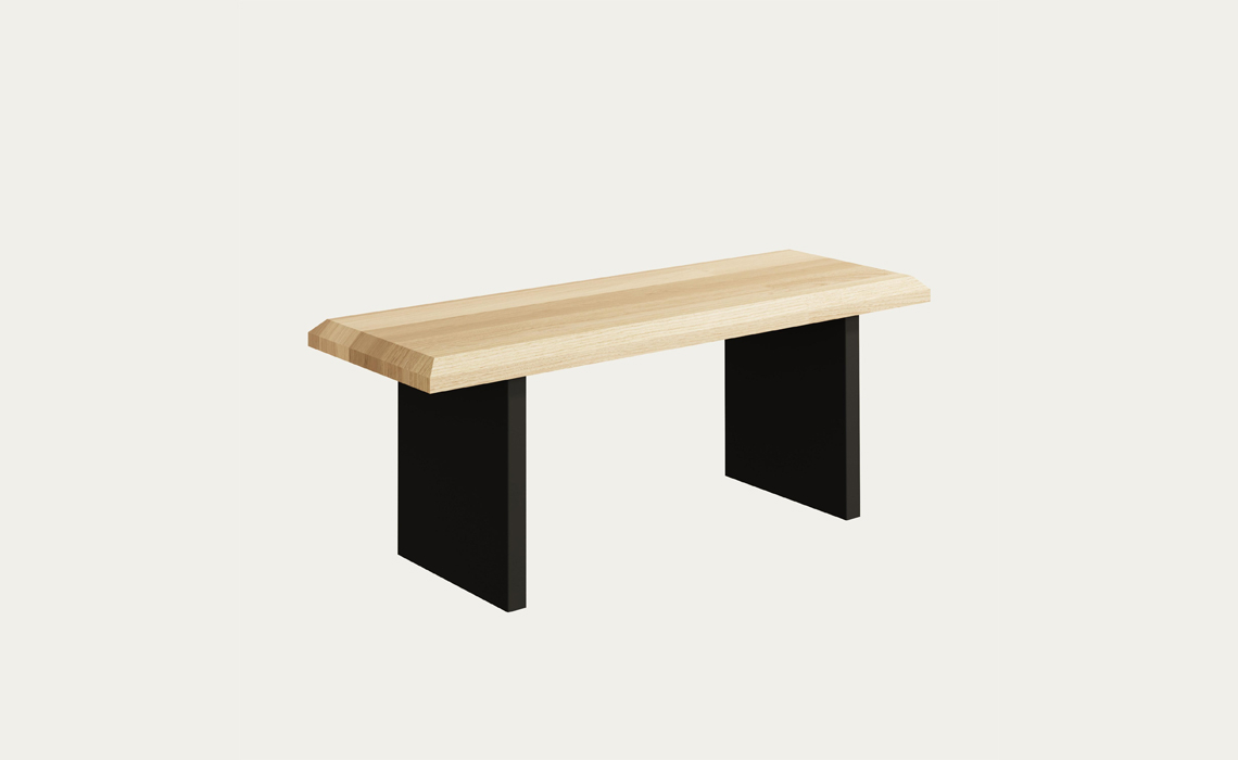 Oslo Solid Oak 120cm Dining Bench With Full Metal Style Leg