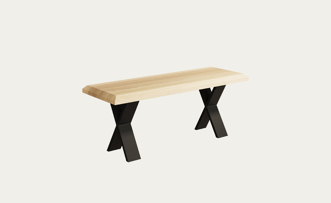 Oslo Solid Oak 160cm Dining Bench With X - Style Metal Leg