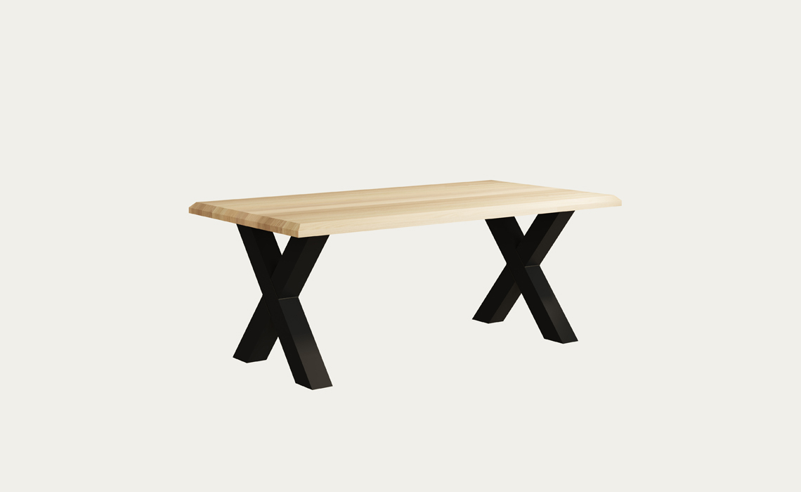 Oslo Solid Oak 200cm Dining Table With X - Style Metal Leg