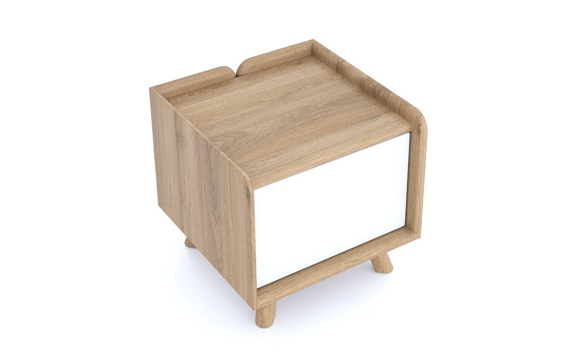 Argo Solid Oak White Painted Bedside 1 Door 