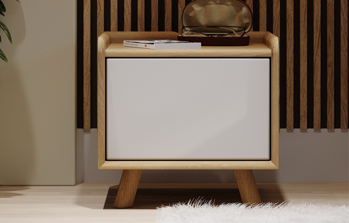 Argo Solid Oak White Painted Bedside 1 Door 