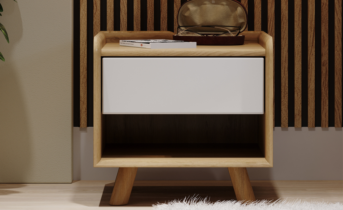 Argo Solid Oak White Painted Bedside 1 Drawer