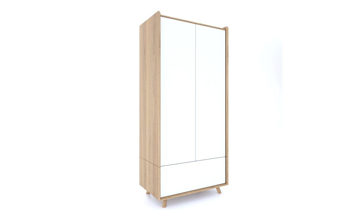 Argo Solid Oak White Painted Double Wardrobe