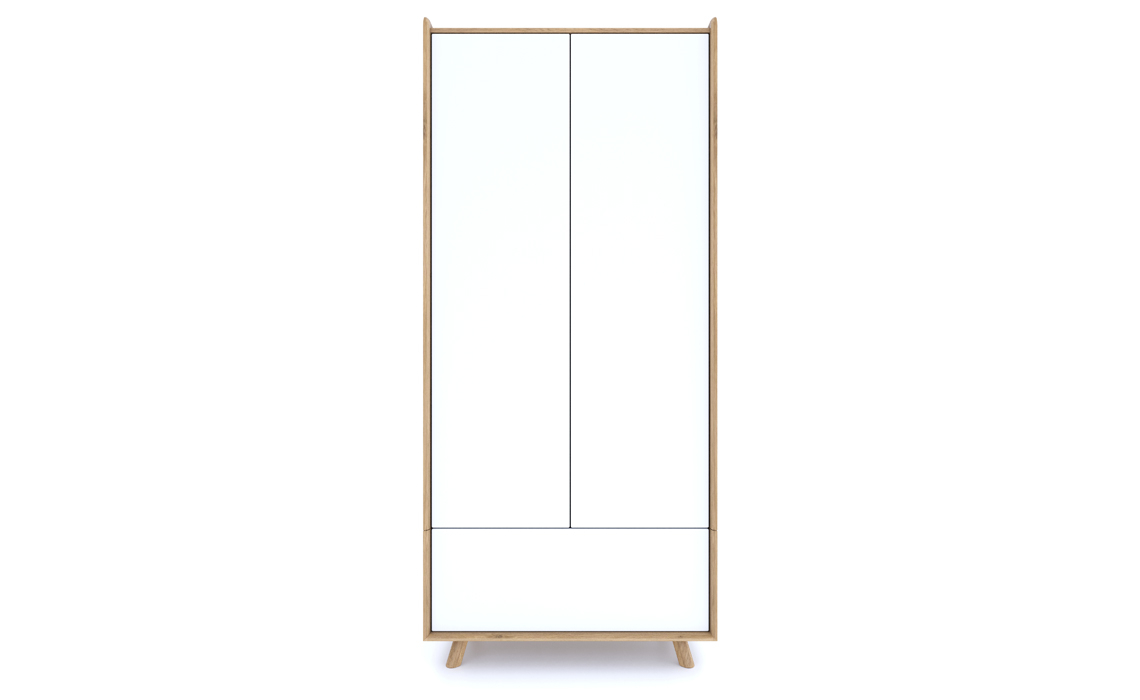 Argo Solid Oak White Painted Double Wardrobe