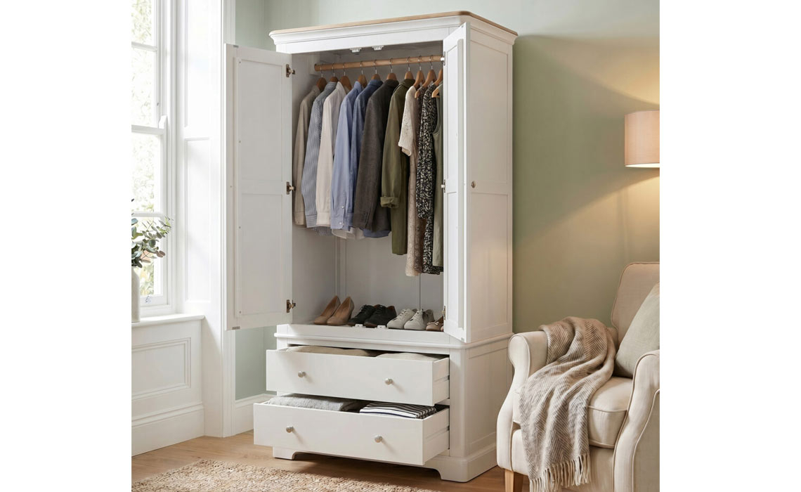 Melford Painted 2 Drawer Gents Double Wardrobe