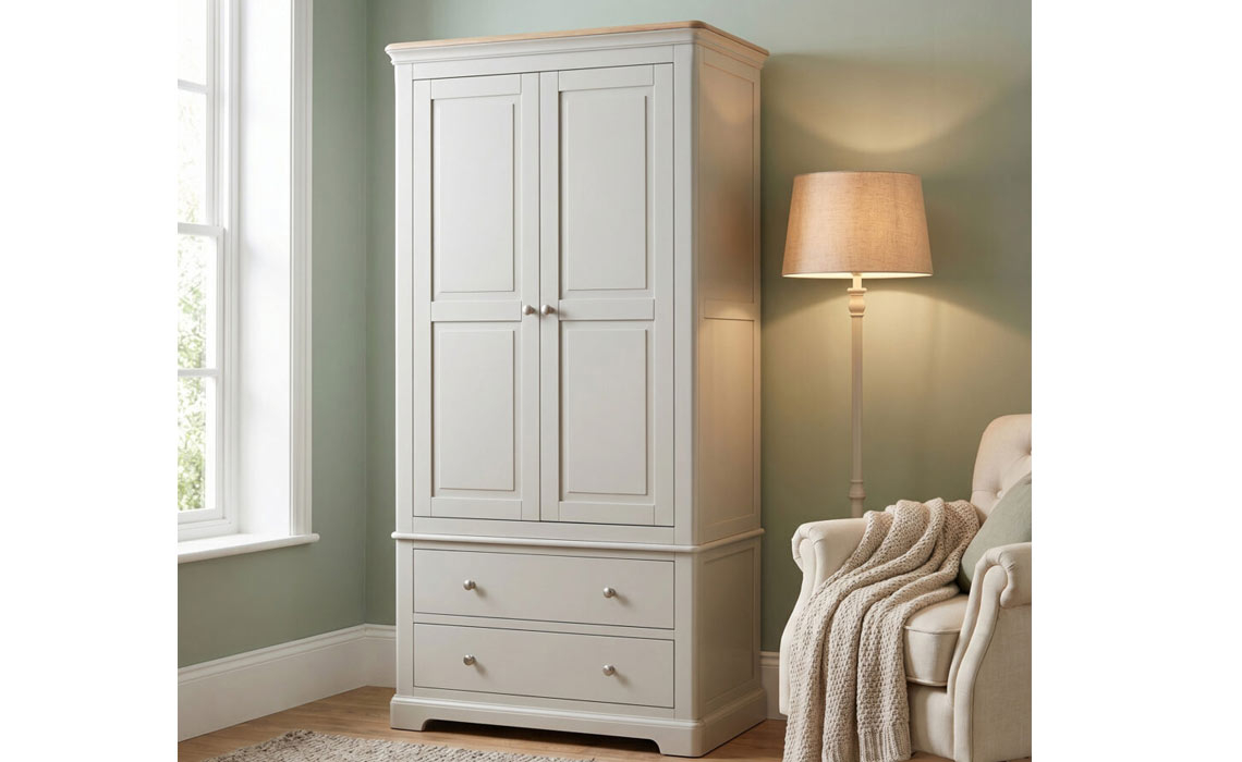 Melford Painted 2 Drawer Gents Double Wardrobe