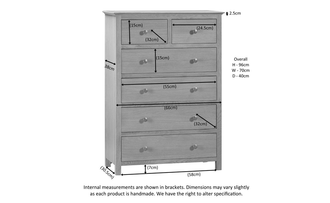 Morland Oak 2 Over 4 Chest Of Drawers