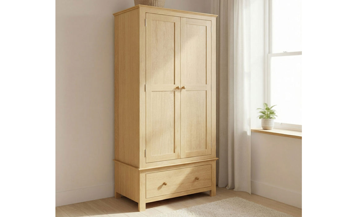 Morland Oak Double Wardrobe With Drawer