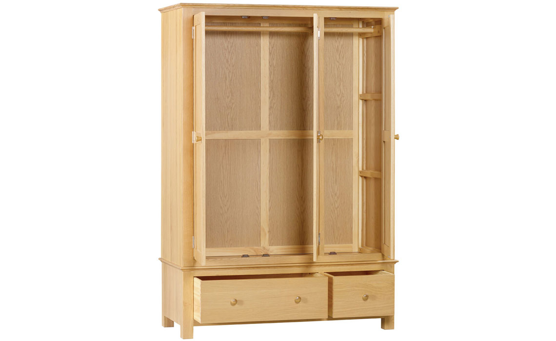 Morland Oak Triple Wardrobe With 2 Drawers