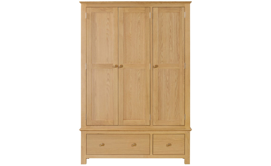 Morland Oak Triple Wardrobe With 2 Drawers