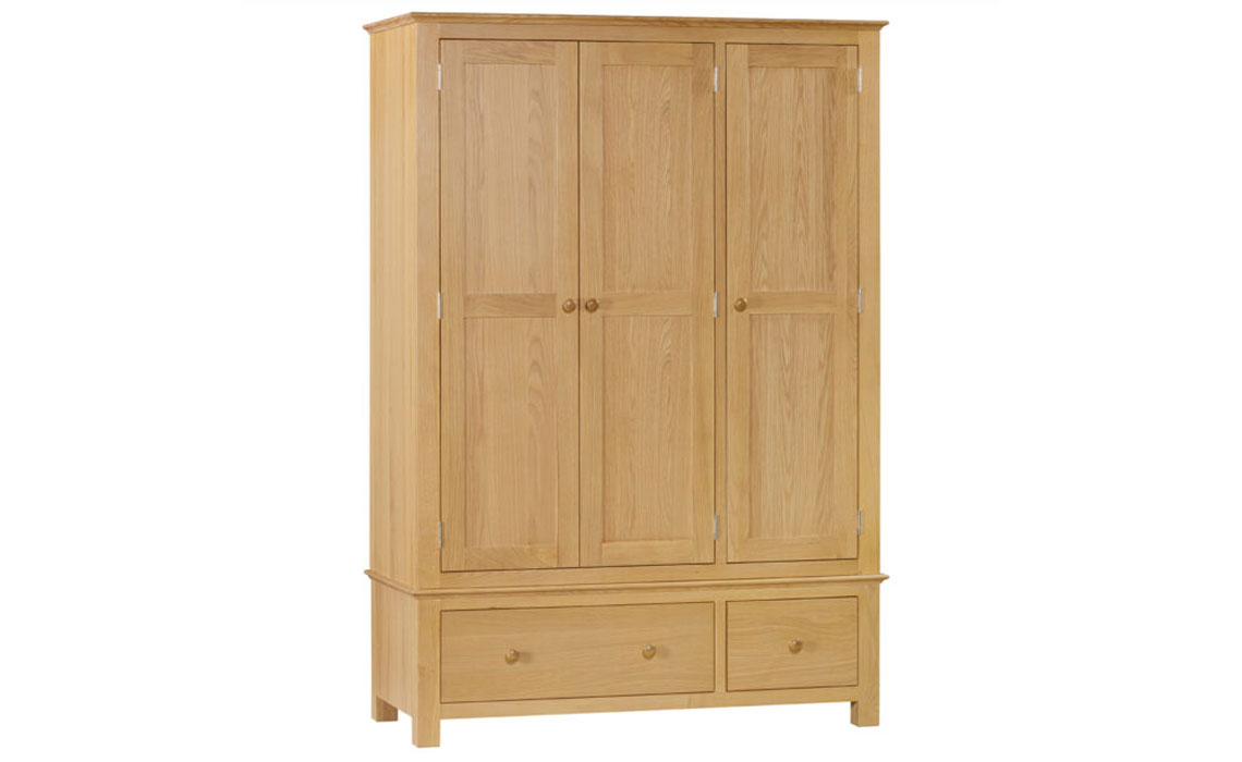 Morland Oak Triple Wardrobe With 2 Drawers