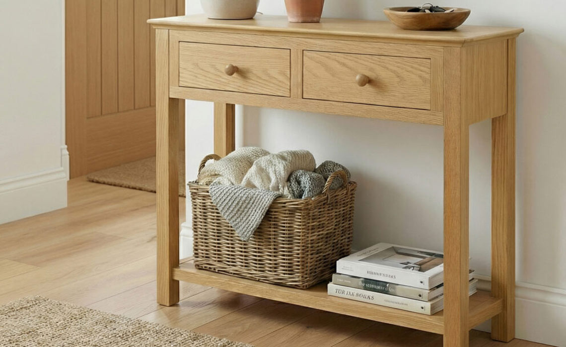Morland Oak 2 Drawer Console Table