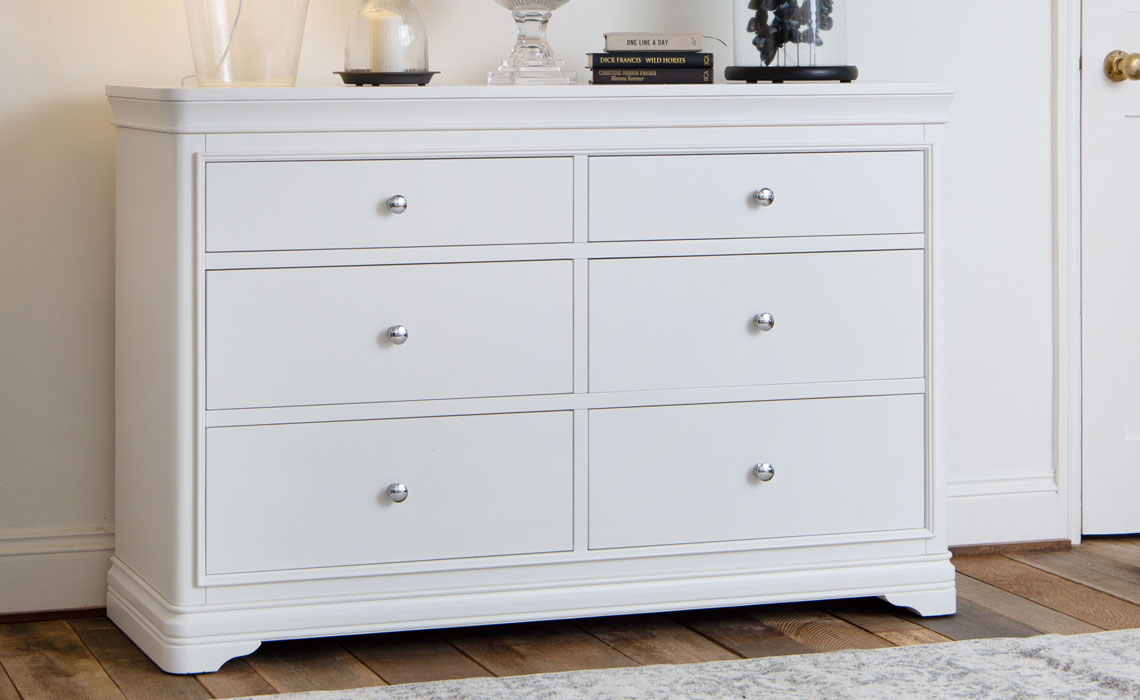 Chantilly White Painted 6 Drawer Chest