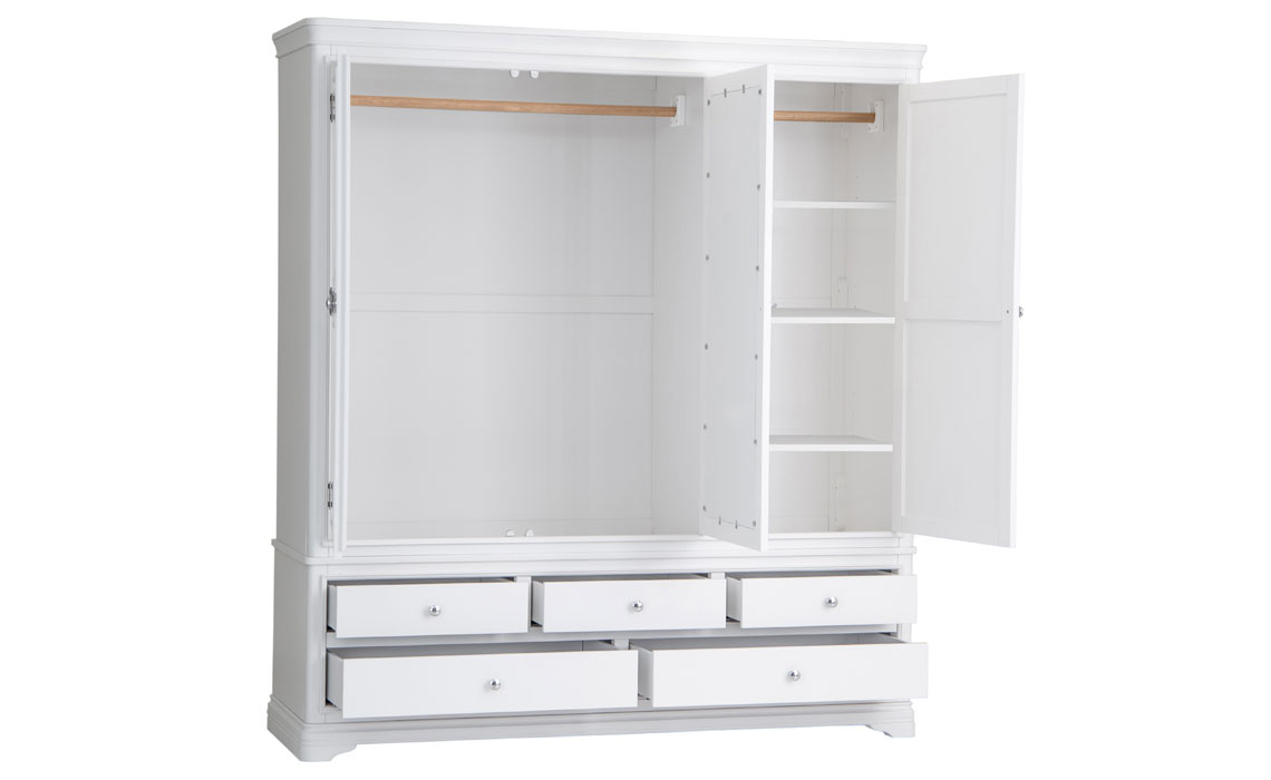 Chantilly White Painted 3 Door Wardrobe 
