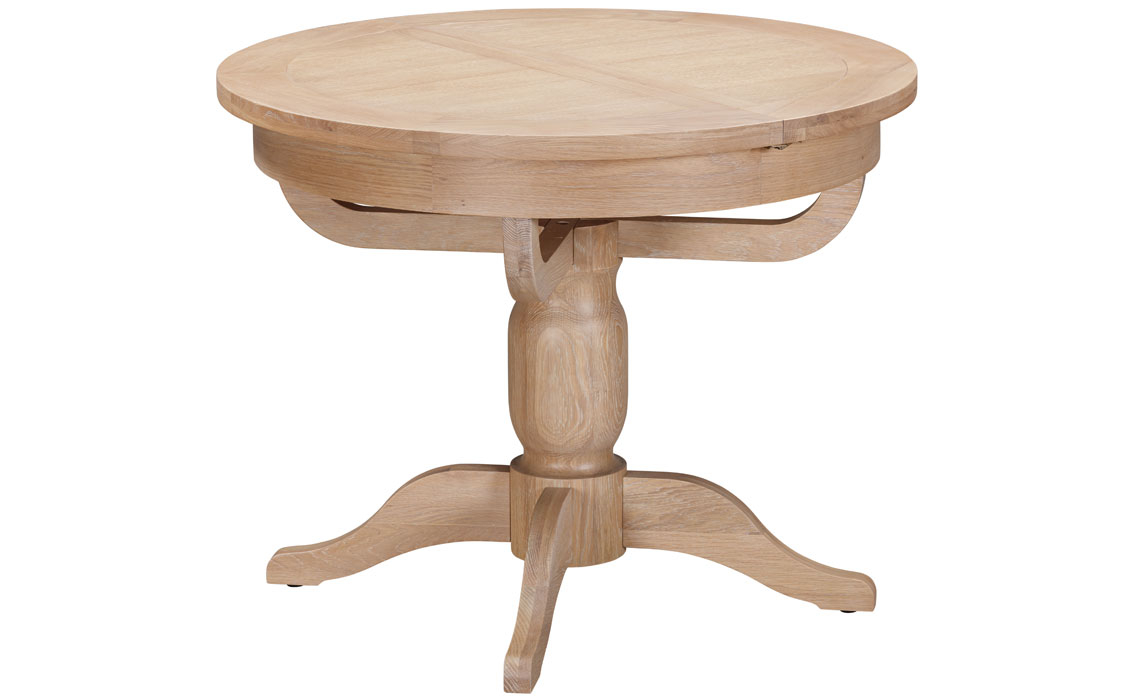 Berkley Oak 100-135cm Round Single Pedestal Extending Table 