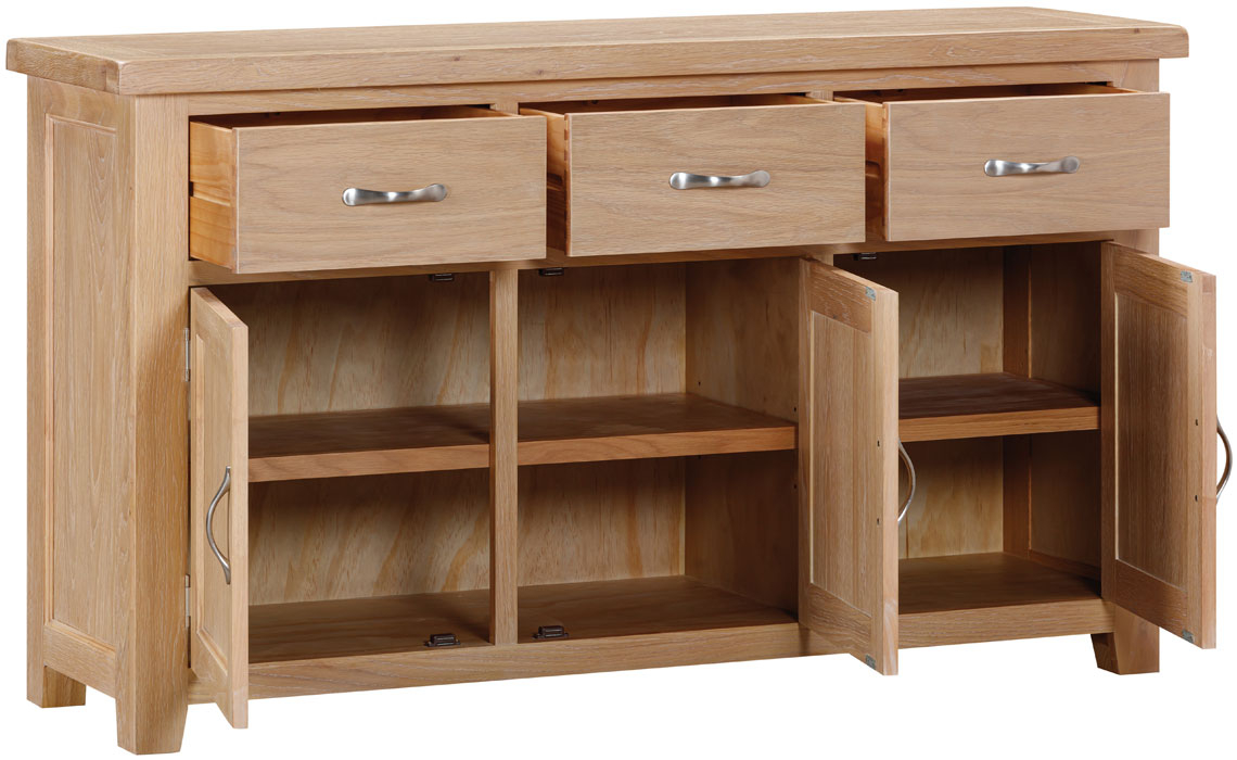 Berkley Whitewash Oak 3 Door 3 Drawer Sideboard