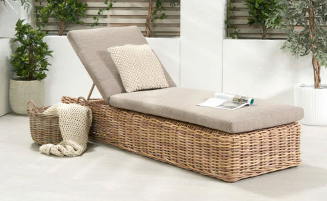 Aston Natural Antique Outdoor Sunlounger (ONLINE ONLY)