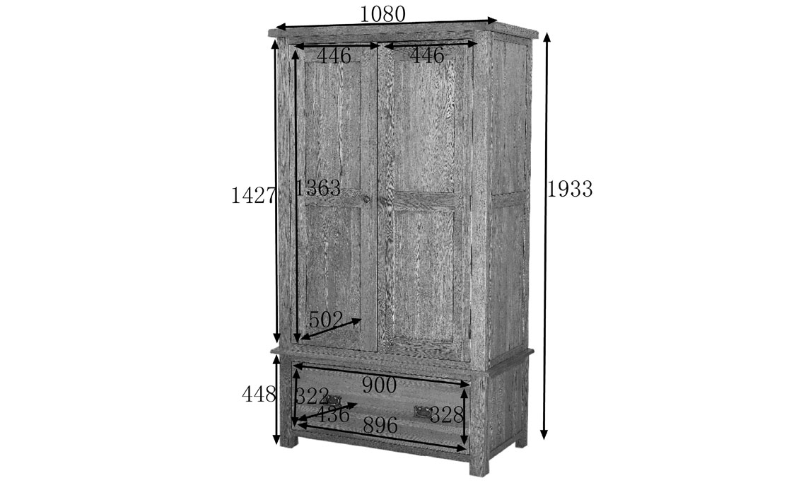 Framlingham Solid Oak 1 Drawer Wardrobe