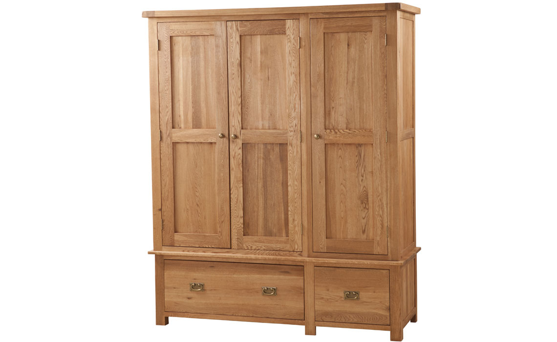 Framlingham Solid Oak Triple Wardrobe With Drawer