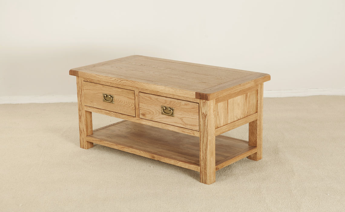 Framlingham Solid Oak Coffee Table 2 Drawer