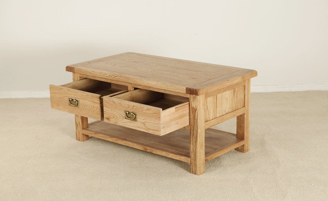 Framlingham Solid Oak Coffee Table 2 Drawer