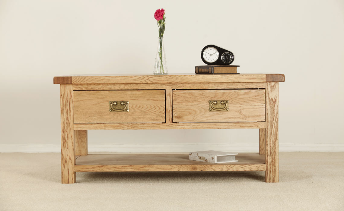 Framlingham Solid Oak Coffee Table 2 Drawer