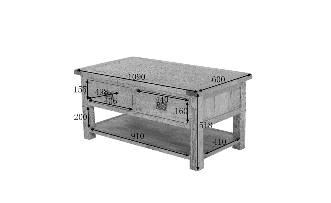 Framlingham Solid Oak Coffee Table 2 Drawer
