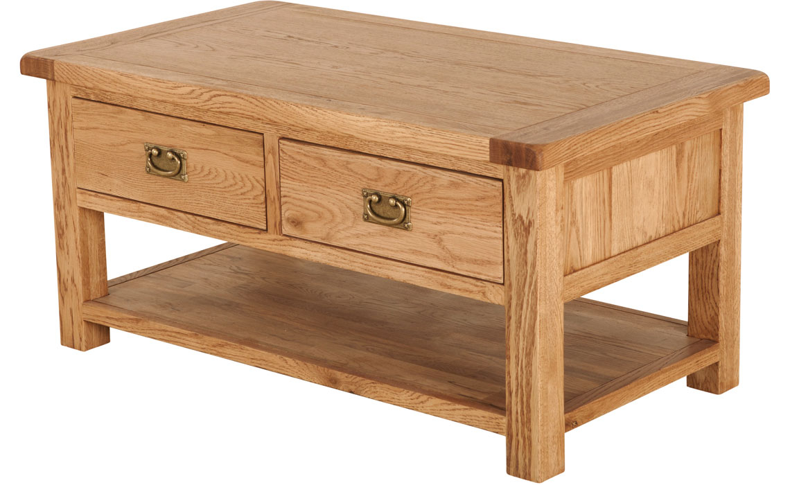Framlingham Solid Oak Coffee Table 2 Drawer