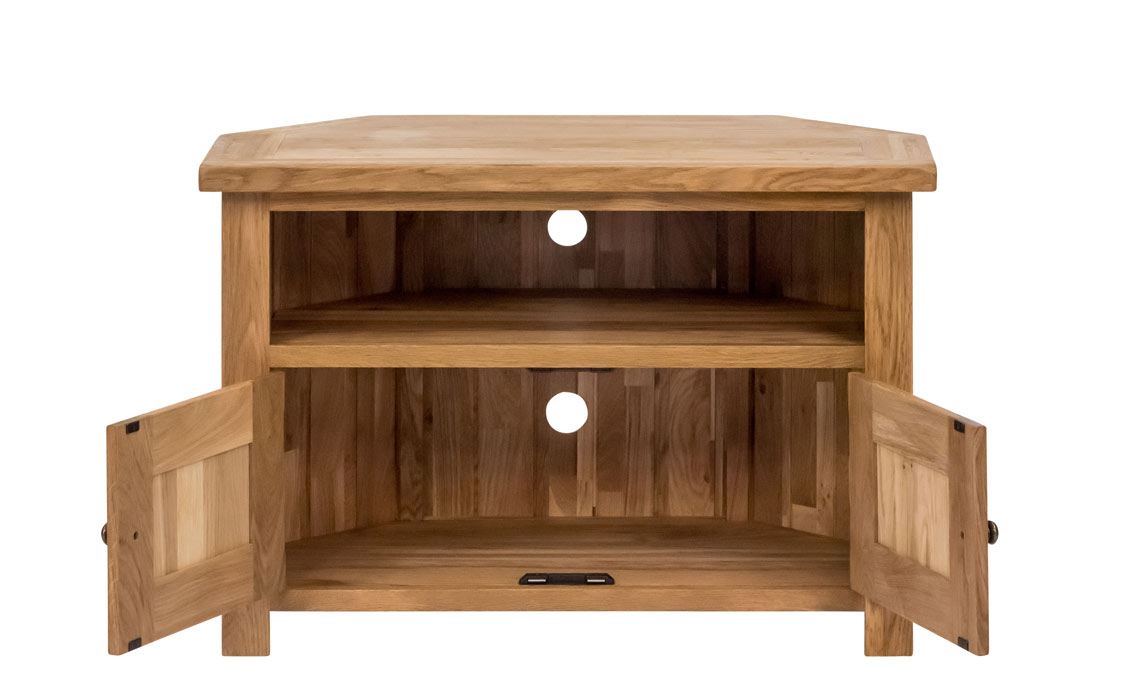 Framlingham Solid Oak Corner TV Unit With Doors