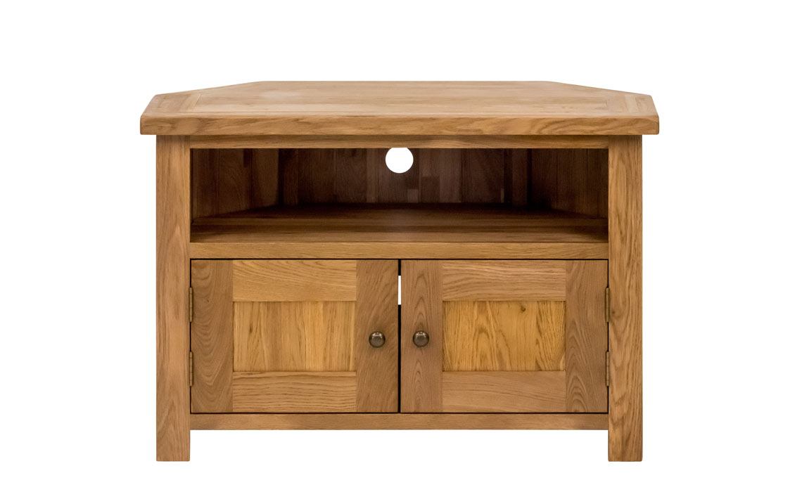 Framlingham Solid Oak Corner TV Unit With Doors