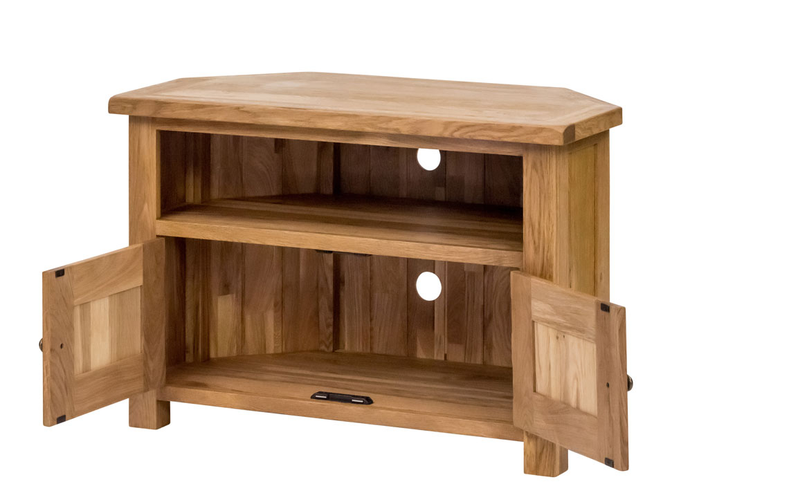 Framlingham Solid Oak Corner TV Unit With Doors
