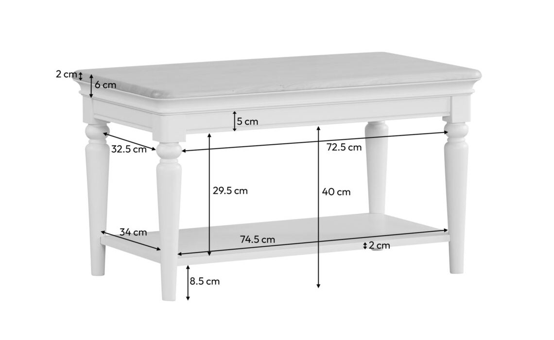 Melford Painted Coffee table With Shelf 