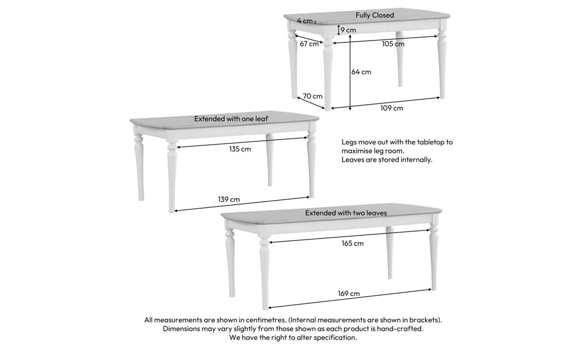 Melford Painted 136cm -196cm Extending Dining Table 