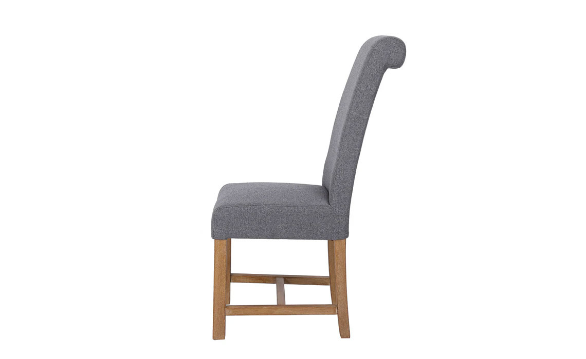 Ambassador Scroll Back Plain Fabric Dining Chair - Grey
