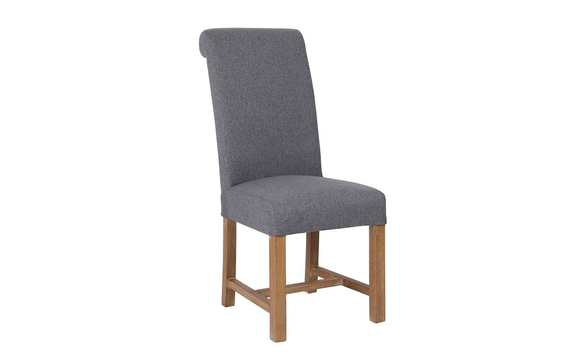 Ambassador Scroll Back Plain Fabric Dining Chair - Grey