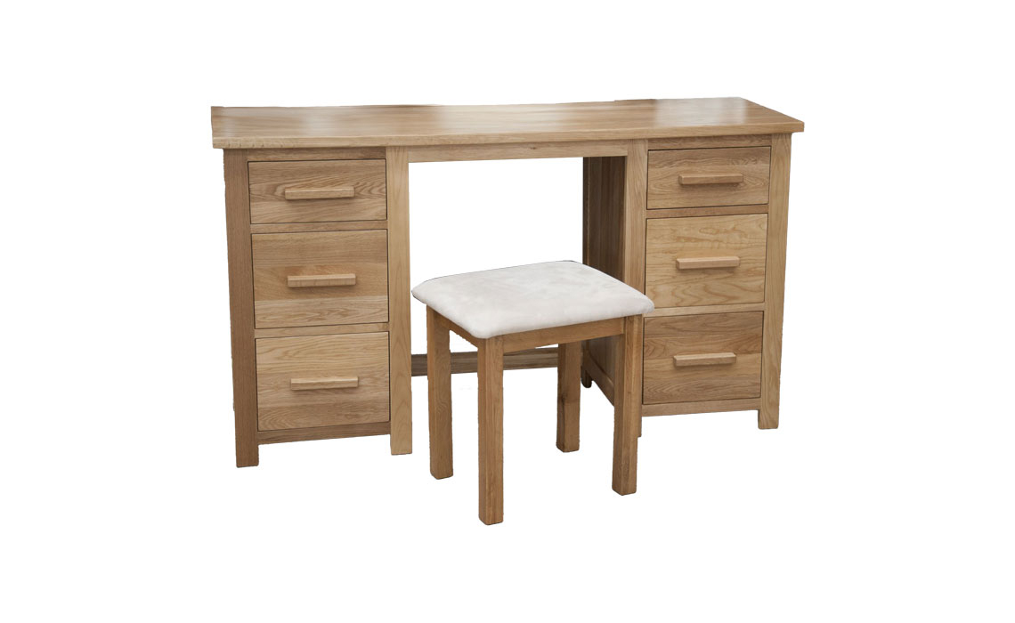 Toulouse Solid Oak Twin Pedestal Dressing Table and Stool