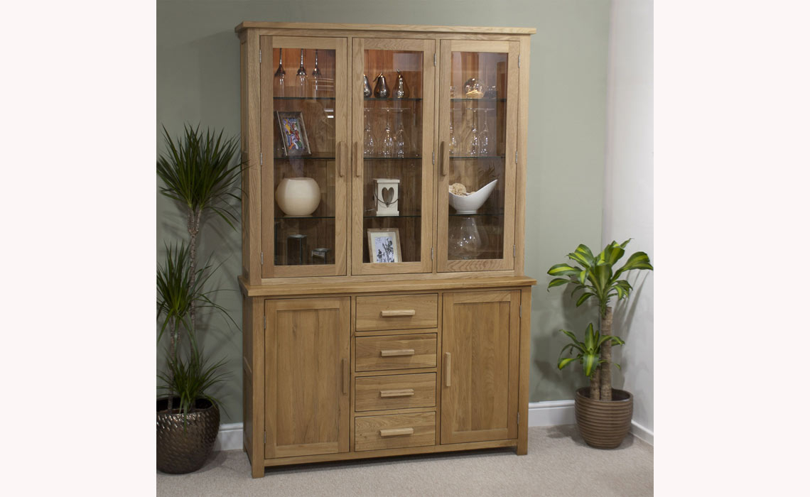 Toulouse Solid Oak Large Display Cabinet Top