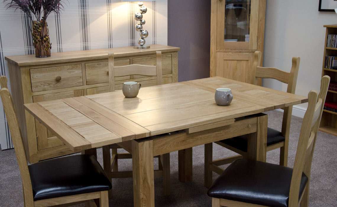 Toulouse Solid Oak 120-150cm Small Draw Leaf Extending Table